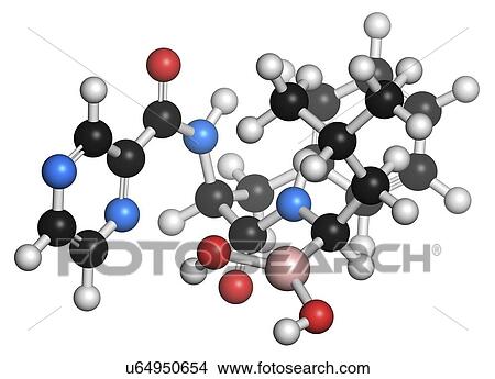 Stock Illustration - Bortezomib cancer drug molecule. Fotosearch