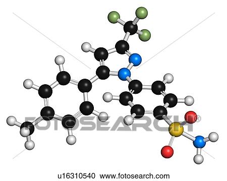 Clipart - Celecoxib anti-inflamatory drug molecule. Fotosearch