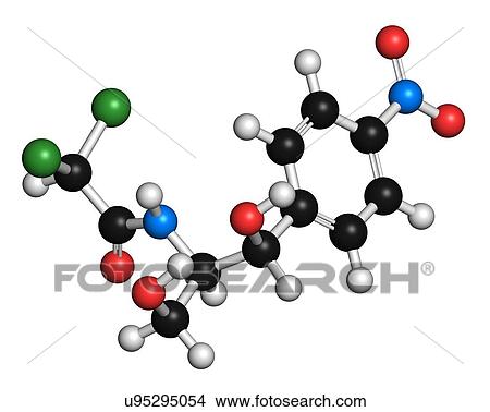 Stock Illustration - Chloramphenicol antibiotic molecule. Fotosearch
