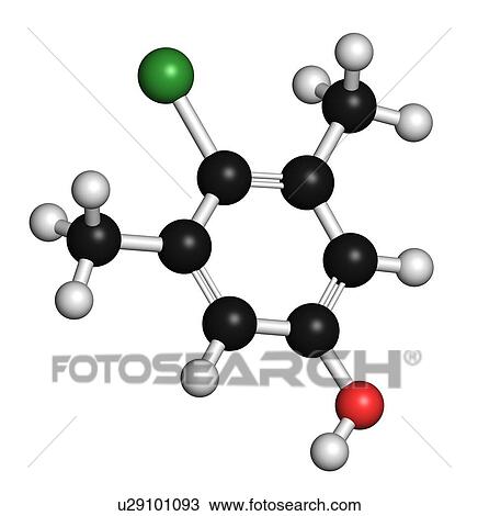 Drawing - Chloroxylenol antiseptic molecule. Fotosearch