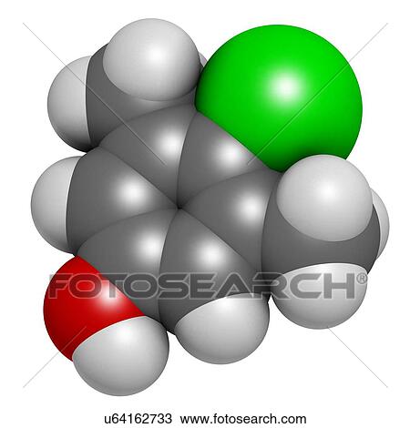 Drawing - Chloroxylenol antiseptic molecule. Fotosearch
