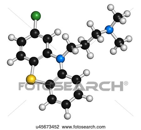 Chlorpromazine antipsychotic drug View Large Illustration Drawing - Chlorpromazine antipsychotic drug. Fotosearch