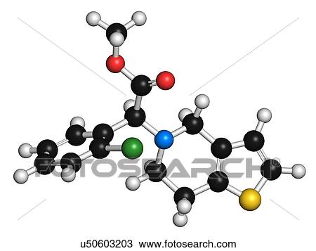 Drawing - Clopidogrel antiplatelet agent molecule. Fotosearch