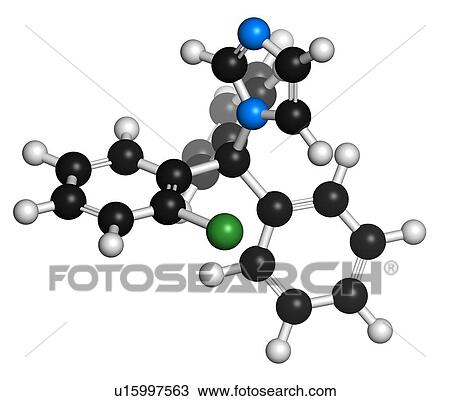 Drawing - Clotrimazole antifungal drug molecule. Fotosearch