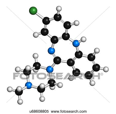 Stock Illustration - Clozapine antipsychotic drug molecule. Fotosearch