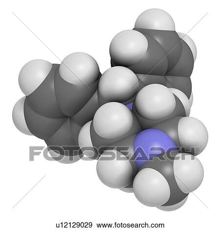 Stock Illustration - Cyclizine antiemetic drug molecule. Fotosearch