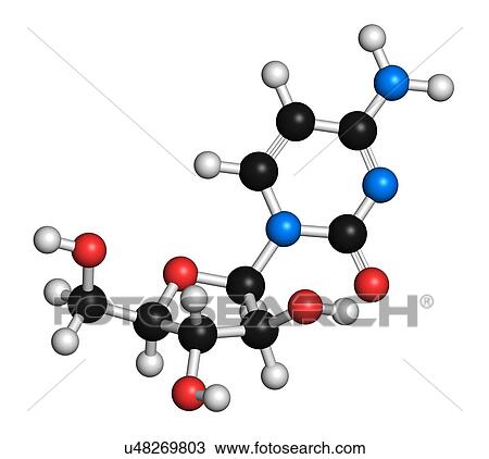 Cytarabine chemotherapy drug molecule View Large Illustration Drawing - Cytarabine chemotherapy drug molecule. Fotosearch
