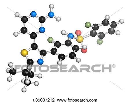 Drawing - Dabrafenib melanoma cancer drug molecule. Fotosearch