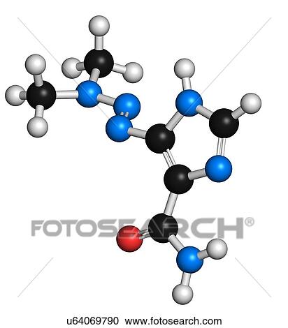 Clipart - Dacarbazine cancer drug molecule. Fotosearch