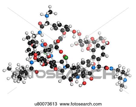 Drawing - Dalbavancin antibiotic molecule. Fotosearch