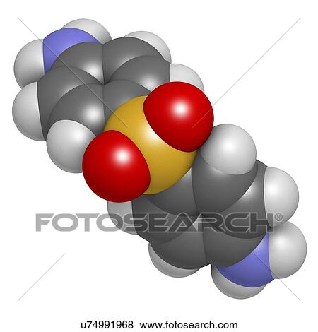 Stock Illustration - Dapsone antibacterial drug molecule. Fotosearch