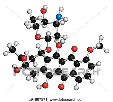 Clip Art - Daunorubicin cancer drug molecule. Fotosearch