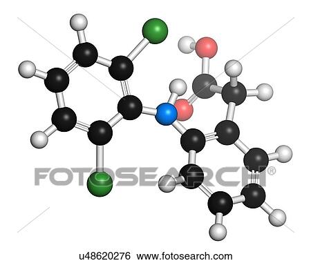 Stock Illustration - Diclofenac anti-inflamatory drug molecule. Fotosearch
