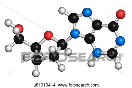 Stock Illustration - Didanosine HIV drug molecule. Fotosearch