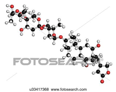 Stock Illustration - Digoxin heart failure drug molecule. Fotosearch