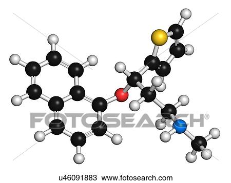Drawing - Duloxetine antidepressant drug molecule. Fotosearch