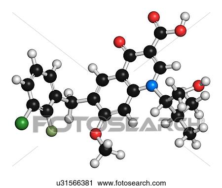 Clip Art - Elvitegravir HIV drug molecule. Fotosearch