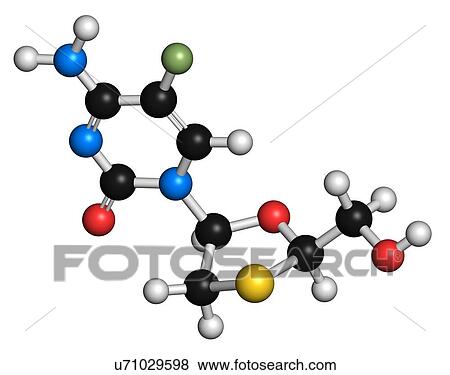 Stock Illustration - Emtricitabine HIV drug molecule. Fotosearch