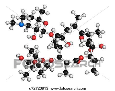 Drawing - Erythromycin antibiotic molecule. Fotosearch