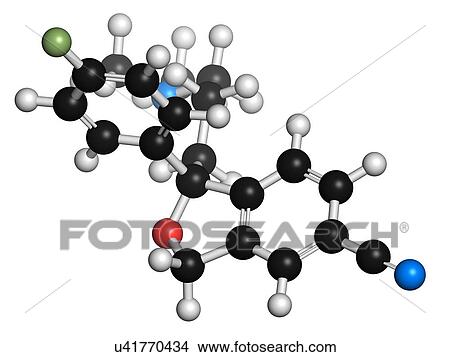 Escitalopram antidepressant drug molecule View Large Illustration Stock Illustration - Escitalopram antidepressant drug molecule. Fotosearch