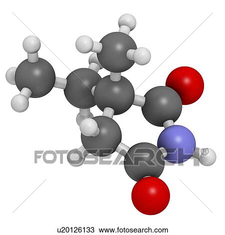 Drawing - Ethosuximide anticonvulsant drug molecule. Fotosearch