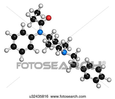 Stock Illustration - Fentanyl opioid analgesic drug molecule. Fotosearch