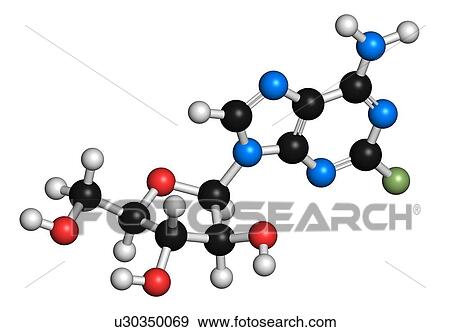 Stock Illustration - Fludarabine blood cancer drug molecule. Fotosearch