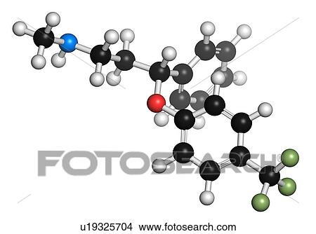 Stock Illustration - Fluoxetine antidepressant drug molecule. Fotosearch