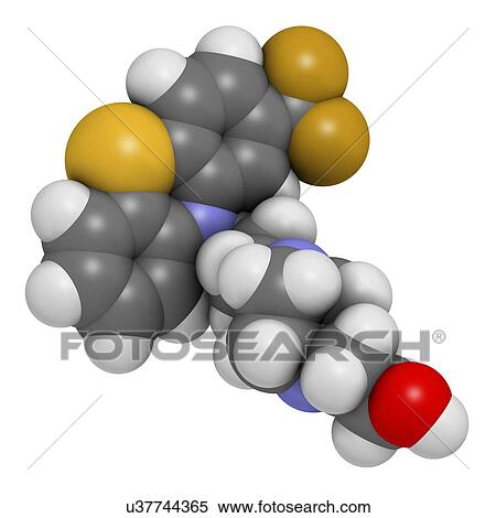Stock Illustration - Fluphenazine antipsychotic drug molecule. Fotosearch