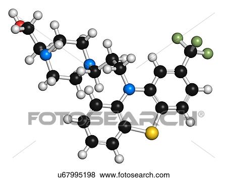 Stock Illustration - Fluphenazine antipsychotic drug molecule. Fotosearch