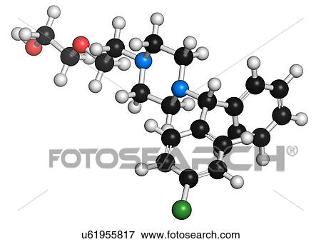 Stock Illustration - Hydroxyzine antihistamine drug molecule. Fotosearch