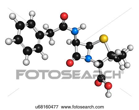 Stock Illustration - Penicillin G antibiotic molecule. Fotosearch