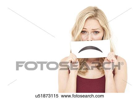 Stock Photography - Woman holding sad mouth. Fotosearch