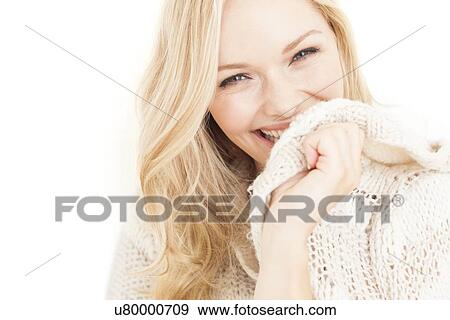 Stock Photo - Woman wearing sweater. Fotosearch
