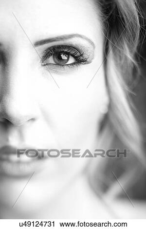 Black and white of a woman's face View Large Photo Image Stock Image - Black and white of a woman's face. Fotosearch
