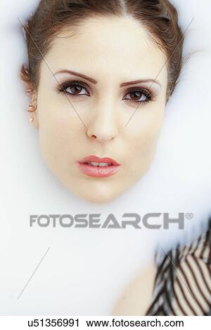 Woman with fluffed white collar View Large Photo Image Stock Image - Woman with fluffed white collar. Fotosearch
