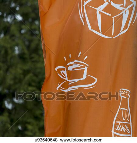 Stock Photo - Close-up of an advertising banner, Vancouver, British Columbia, Canada. Fotosearch