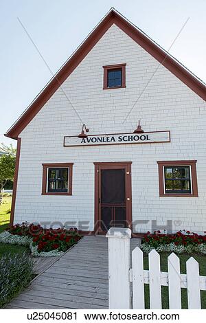 Stock Image - Facade of the Avonlea School, Green Gables, Prince Edward Island, Canada. Fotosearch