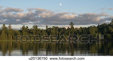 Stock Image - Reflection of trees on water, Lake of The Woods, Ontario, Canada. Fotosearch