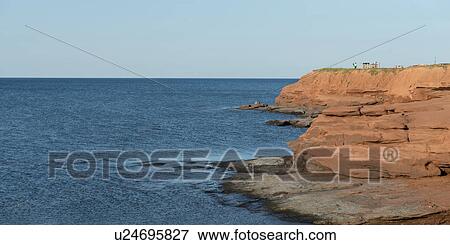 Stock Photo - Rock formations at coastline, Cavendish Beach, Green Gables, Prince Edward Island, Canada. Fotosearch