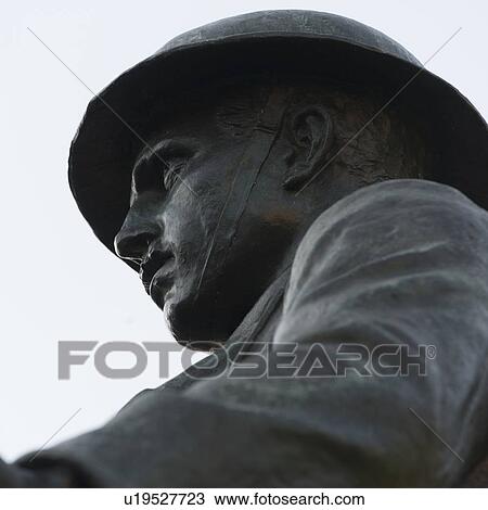 Stock Image - Soldier statue in Queens Square, Charlottetown, Prince Edward Island, Canada. Fotosearch