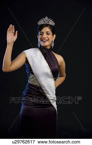 Stock Photo - Beauty pageant winner waving . Fotosearch