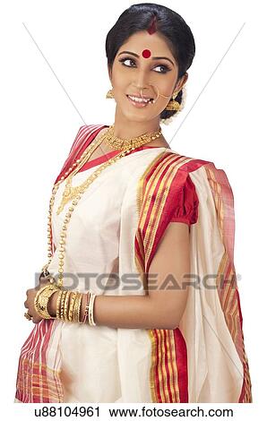 Stock Image - Bengali woman smiling. Fotosearch