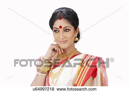 Bengali woman smiling View Large Photo Image Stock Photo - Bengali woman smiling. Fotosearch