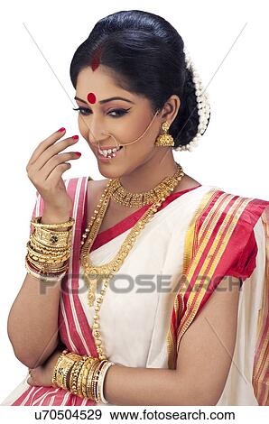 Bengali woman smiling View Large Photo Image Stock Photo - Bengali woman smiling. Fotosearch
