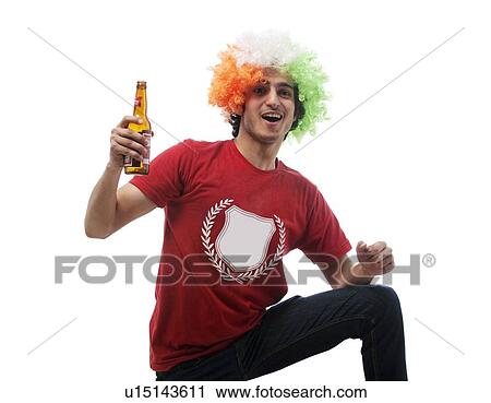 Boy with a wig holding a beer bottle View Large Photo Image Stock Image - Boy with a wig holding a beer bottle . Fotosearch