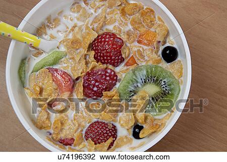 Stock Image - Breakfast cereal in a bowl . Fotosearch