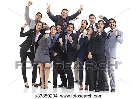 Picture - Business executives cheering . Fotosearch