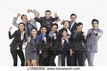 Stock Photo - Business executives cheering . Fotosearch