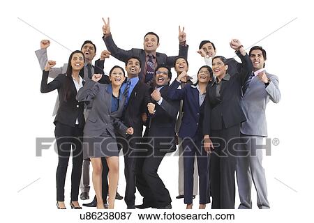 Business executives cheering View Large Photo Image Stock Photo - Business executives cheering . Fotosearch